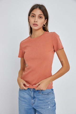 Basic Short Sleeved Slub Top